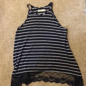 Stripped High-Neck Tank Top